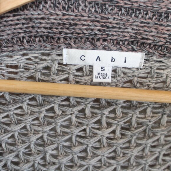 Cabi Long Waterflow Knit Cotton Heavy Sweater Gray Whites Beautiful Knitwork. - Picture 10 of 11